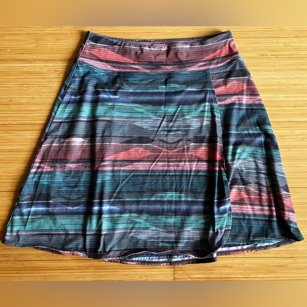 Prana midi skirt, colorful southwest pattern, S